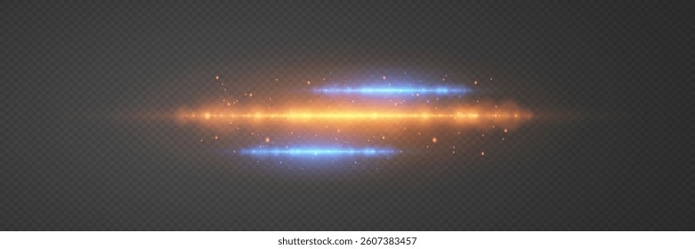 Light glare and sparkle of an explosion. A flash of sparks and lines.