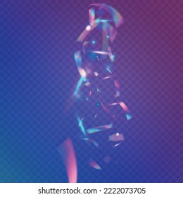 Light Glare. Violet Shiny Confetti. Carnival Tinsel. Digital Foil. Party Element. Neon Effect. Flying Art. Blur Vaporwave Backdrop. Pink Light Glare