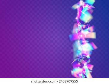 Deslumbrador claro. Glare láser violeta. Cumpleaños Confetti. Crystal Art. Flying Foil. Flare desenfocada. El metal celebra la luz del sol. Parkles Kaleidoscope. Brillo de luz azul