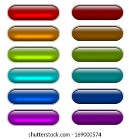 ?olor light glossy glass buttons isolated on white background.