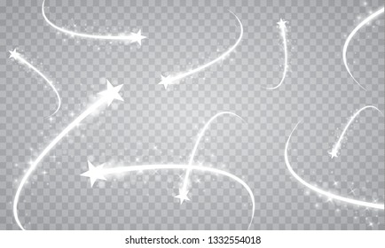Light glow effect stars bursts with sparkles isolated on transparent background.