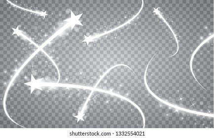 Light glow effect stars bursts with sparkles isolated on transparent background.