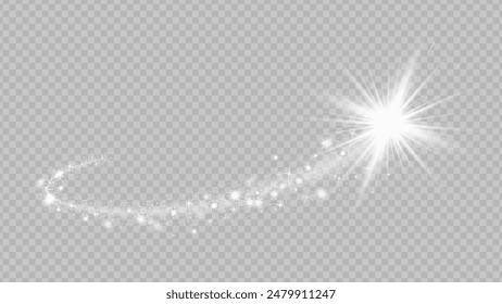 Light glow effect stars bursts with sparkles isolated on transparent background. Stock royalty free vector illustration. PNG	