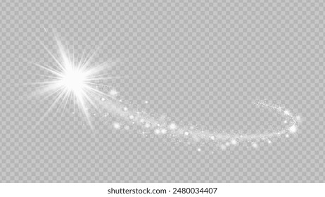 Light glow effect stars bursts with sparkles isolated on transparent background. Stock royalty free vector illustration. PNG	