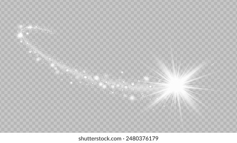 Light glow effect stars bursts with sparkles isolated on transparent background. Stock royalty free vector illustration. PNG	