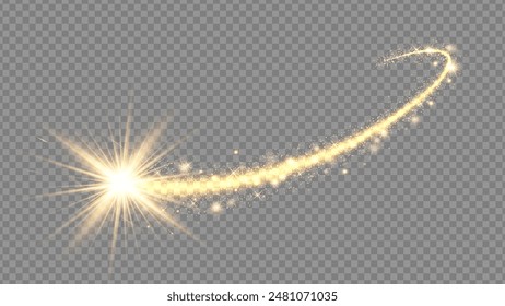 Light glow effect stars bursts with sparkles isolated on transparent background. Stock royalty free vector illustration. PNG	