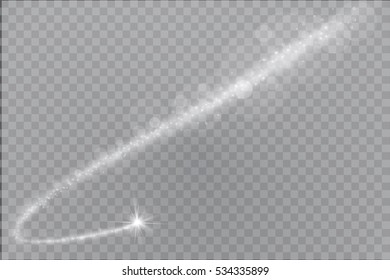 Light glow effect stars bursts with sparkles isolated on transparent background.Comet