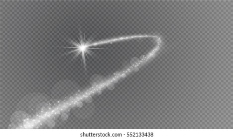 Light glow effect stars bursts with sparkles isolated on transparent background.Comet