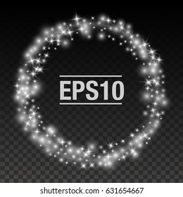 Light glow effect stars circle isolated on transparent background.