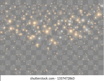 Light glow effect stars. Vector sparkles on transparent background. Christmas abstract pattern. Sparkling magic dust particles. 