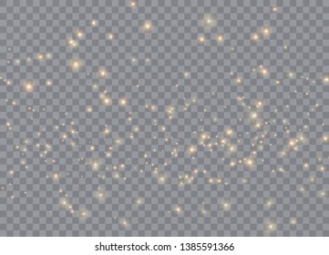 Light glow effect stars. Vector sparkles on transparent background. Christmas abstract pattern. Sparkling magic dust particles. 