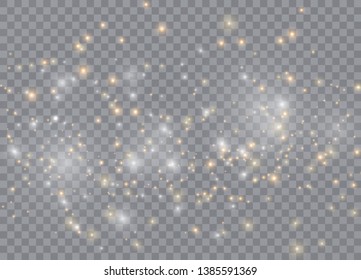 Light glow effect stars. Vector sparkles on transparent background. Christmas abstract pattern. Sparkling magic dust particles. 