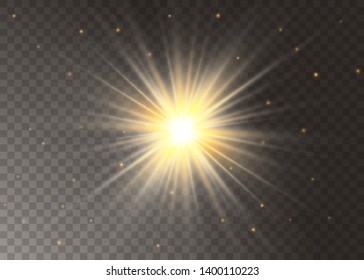 Light glow effect stars. Vector sparkles on transparent background. Christmas abstract pattern. Sparkling magic dust particles. 