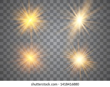 Light glow effect stars. Vector sparkles on transparent background. Christmas abstract pattern. Sparkling magic dust particles.