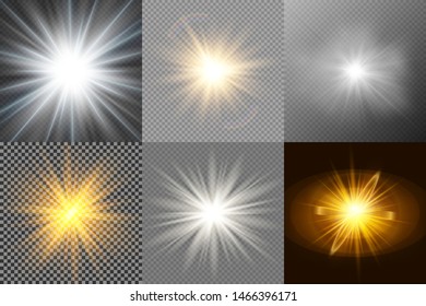Light glow effect stars. Vector sparkles on transparent background. Christmas abstract pattern. Sparkling magic dust particles.