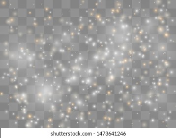 Light glow effect stars. Vector sparkles on transparent background. Christmas abstract pattern. Sparkling magic dust particles.