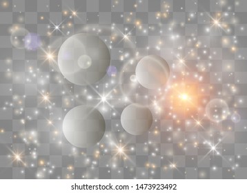 Light glow effect stars. Vector sparkles on transparent background. Christmas abstract pattern. Sparkling magic dust particles.