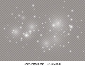 Light glow effect stars. Vector sparkles on transparent background. Christmas abstract pattern. Sparkling magic dust particles. 