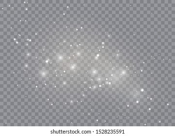Light glow effect stars. Vector sparkles on transparent background. Christmas abstract pattern. Sparkling magic dust particles. 