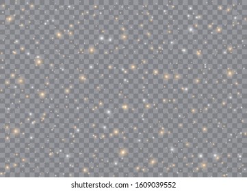 Light glow effect stars. Vector sparkles on transparent background. Christmas abstract pattern. Sparkling magic dust particles