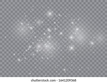 Light glow effect stars. Vector sparkles on transparent background. Christmas abstract pattern. Sparkling magic dust particles