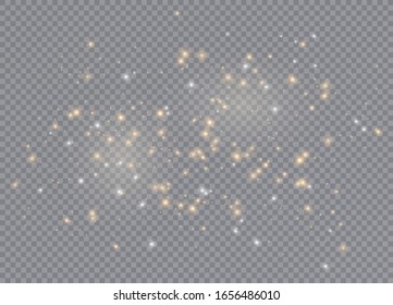 Light glow effect stars. Vector sparkles on transparent background. Christmas abstract pattern. Sparkling magic dust particles.