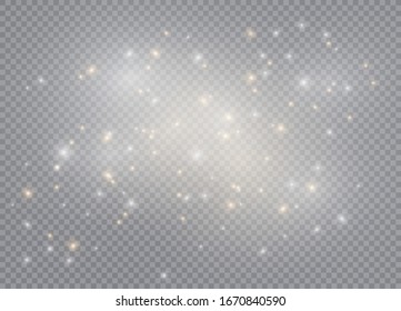 Leuchtende Sterne. Vektorillustration funkelt auf transparentem Hintergrund. Abstraktes Weihnachtsmuster. funkelnde magische Staubpartikel.