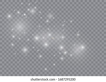 Leuchtende Sterne. Vektorillustration funkelt auf transparentem Hintergrund. Abstraktes Weihnachtsmuster. Zauberpartikel
