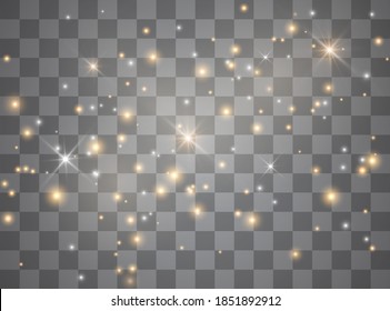 Estrellas de efecto luminoso. El vector brilla sobre un fondo transparente. Patrón abstracto de Navidad. Esparcen partículas mágicas de polvo. 