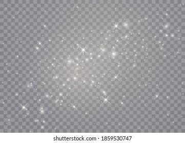 Light glow effect stars. Vector sparkles on transparent background. Christmas abstract pattern. Sparkling magic dust particles