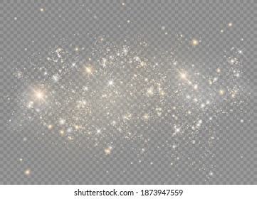 Light glow effect stars. Vector sparkles on transparent background. Christmas abstract pattern. Sparkling magic dust particles. 