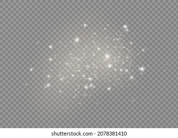 Light glow effect stars. Vector sparkles on transparent background. Christmas abstract pattern. Sparkling magic dust particles. 