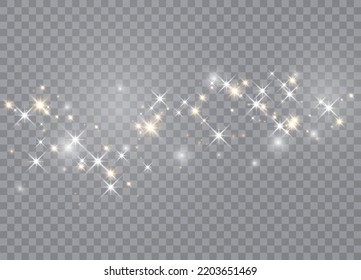 Estrellas de efecto luminoso. El vector brilla sobre un fondo transparente. Patrón abstracto de Navidad. Esparcen partículas mágicas de polvo. 