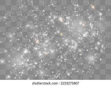 Estrellas de efecto luminoso. El vector brilla sobre un fondo transparente. Patrón abstracto de Navidad. Partículas mágicas mágicas de polvo