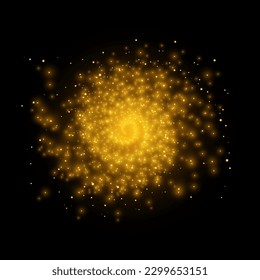 Light glow effect stars. Vector sparkles on transparent background. Spiral galaxy. Christmas abstract pattern. Sparkling magic dust particles