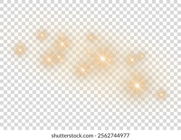 Light glow effect stars. Vector sparkles on transparent background. Christmas abstract pattern. Sparkling magic dust particles