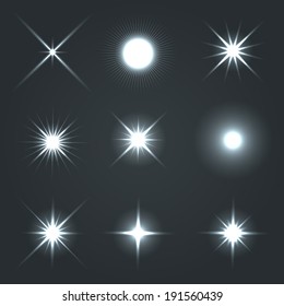 Light Glow Flare Stars Effect Set.