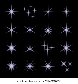 Light Glow Flare Stars Effect Set.