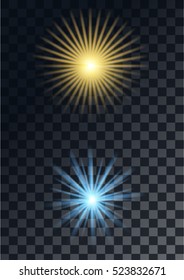 Light Glow Flare Stars Effect Set. Vector