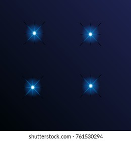 Light Glow Flare Stars Effect on transparent background. Vector.