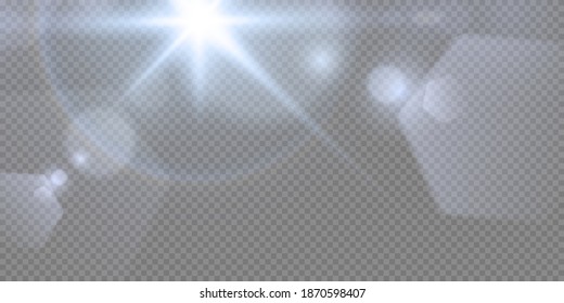 Light Glow Flare Stars effects. LIGHT sun blue png. 