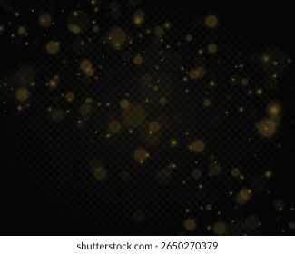 Light glow png. Golden abstract glitter with bright firework, starburst and sparkle. Decorative background element with shimmer and shine for xmas design, magic dust or festive explosion.

