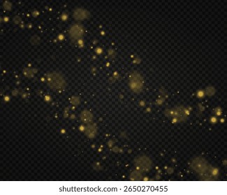 Light glow png. Golden abstract glitter with bright firework, starburst and sparkle. Decorative background element with shimmer and shine for xmas design, magic dust or festive explosion.

