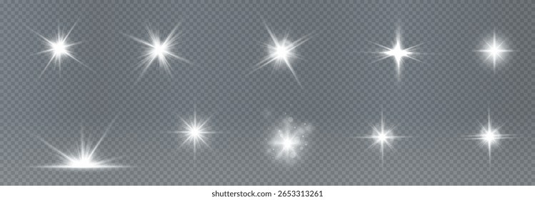 Luz, brilho, brilho, estrela, brilhar em uma explosão brilhante vibrante. PNG transparente perfeito para sobrepor em efeitos mágicos, visuais de luz estelar ou brilhantes projetos brilhantes. Inclui arquivo PNG de alta qualidade.