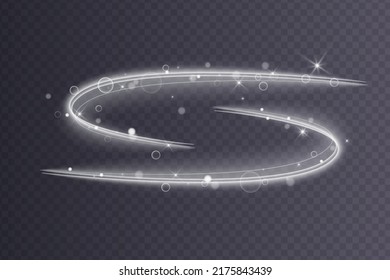 Light glowing effect.Luminous white lines of speed.  Abstract motion lines. Light trail wave, fire path trace line, car lights, optic fiber and incandescence curve twirl png