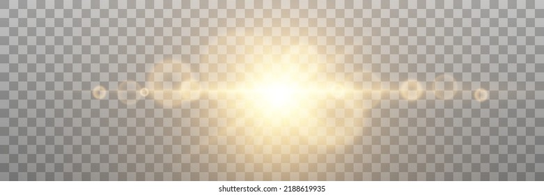 Light glowing explosion or flash. Golden sun shining rays. Stock royalty free vector illustration