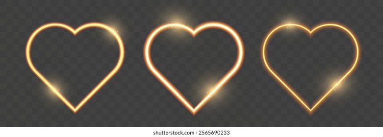 Light glowing golden heart shape with radiant effect on dark background, perfect for Valentine's Day and love themes.