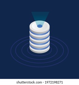 Light glowing from a round server