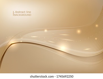 Light gold abstract lines waves background. Vector illustration.