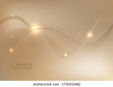 Fondo de ondas de líneas abstractas de oro claro. Ilustración vectorial.